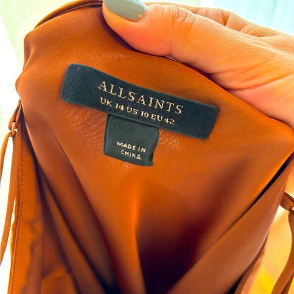 ALL SAINTS bronze midi slip dress - Picture 3 of 4